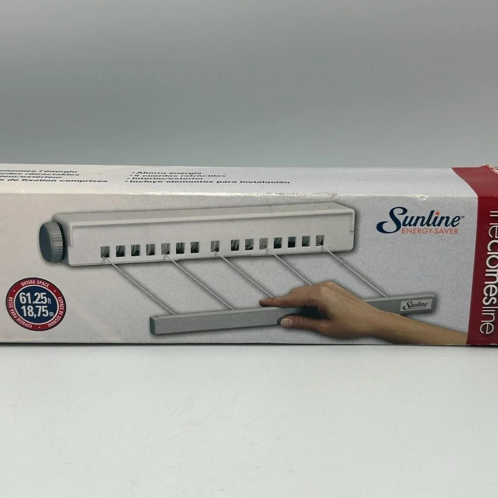 Sunline Retractable Clothesline Vintage Mini Clothes Dryer Extendable 12' 5 Line